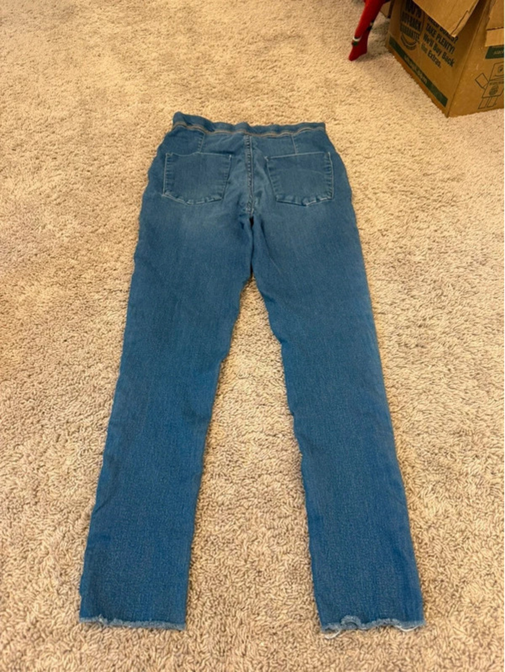 Free People Jeans Size 27 Blue Denim Raw Hem Slim Straight Cropped - Picture 2 of 4